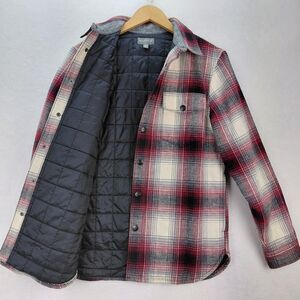 LL Bean Signature Chamois Flannel Shirt Jacket Men S Red Plaid Insulated Shacket